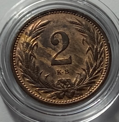 Ungaria, 2 Filler 1914, UNC. foto