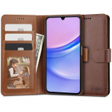 Husa Tech-Protect Wallet Wallet pentru Samsung Galaxy A15 4G/5G Maro, Silicon