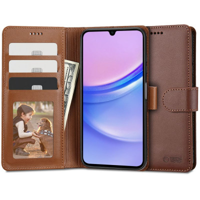 Husa Tech-Protect Wallet Wallet pentru Samsung Galaxy A15 4G/5G Maro foto