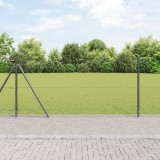 Gard Hexagonal vidaXL Gri 0.8x100 m Oțel, St&acirc;lpi de Gard vidaXL cu Bază 13 buc &Oslash;32mm 90cm Oțel Galvanizat