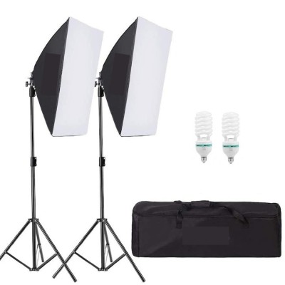 Kit de 2 softboxuri, 2 trepiezi reglabili 200 cm, 2 becuri 85W, geanta de transport inclusa foto