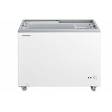 Lada frigorifica Heinner HSF-M255WHC, clasa C, functionare convertibila (Frigider/Congelator), capac glisant din sticla, capacitate 255L, 1 cos, roti
