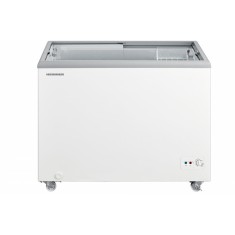 Lada frigorifica Heinner HSF-M255WHC, clasa C, functionare convertibila (Frigider/Congelator), capac glisant din sticla, capacitate 255L, 1 cos, roti