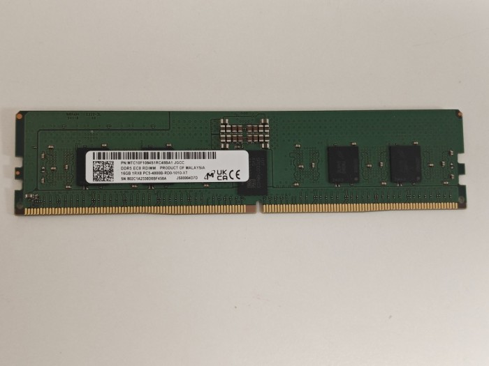 Memorie Ram Server Micron 16GB, DDR5, 1Rx8, PC5-4800B-RD0-1010-XT, 4800Mhz, MTC10F1084S1RC48BA1, PC5-38400, CL40, 1.1V, ECC REG, RDIMM, 288 pini