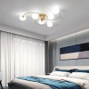 Lustra moderna, 6 brate, globuri albe din sticla, dulie E27, culoare corp auriu, diametru 80CM