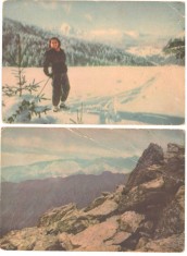 SV * Lot 2 carti postale RPR anii '50 * PREDEAL - Muntii Bucegi (1) si (2) Muntii Fagaras * format 150 x 100 mm, color * relativ rare !