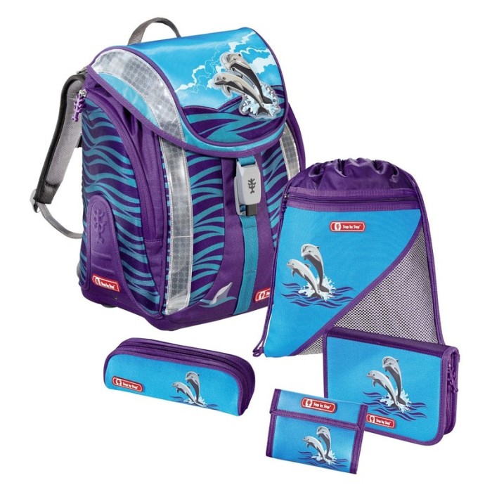 Ghiozdan Happy Dolphins Step By Step Junior, 5 piese Ghiozdan Happy Dolphins Step By Step Junior, 5 piese
