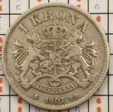 Suedia 1 coroana krona 1907 argint - km 772 - A003, Europa