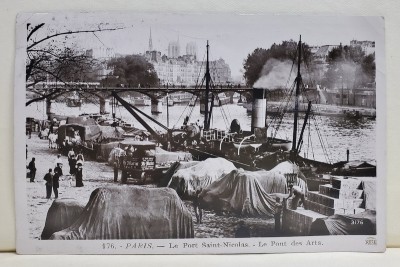 PARIS , LE PORT SAINT - NICOLAS , LE PONT DES ARTS , FOTOGRAFIE TIP CARTE POSTALA , INCEPUTUL SECOLULUI XX foto