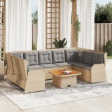 vidaXL Set mobilier de grădină, 7 piese, cu perne, bej, poliratan