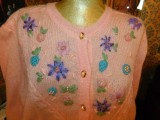 Cardigan nou Italia, mohair, 48 - 50, deosebit, aplicatii manuale florale