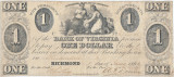 1862, 1 Dollar (VA-200-G62) - Bank of Virginia - Richmond, Virginia - SUA