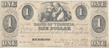 1862, 1 Dollar (VA-200-G62) - Bank of Virginia - Richmond, Virginia - SUA