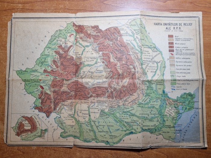 harta republica populara romana - din anii &#039;60-&#039;70 - dimensiuni 23/20 cm