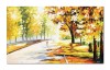 Tablou 3D peisaj pictat manual, Plimbare relaxanta prin parc, 100x60cm ulei pe panza in cutit