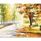 Tablou 3D peisaj pictat manual, Plimbare relaxanta prin parc, 100x60cm ulei pe panza in cutit