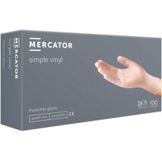 Cutie 100x Manusi Vinil, Mercator, Simple Vinyl, Unica Folosinta, Fara Alergeni, Semi-Transparente,