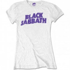 Tricou Dama Black Sabbath: Wavy Logo Vintage foto