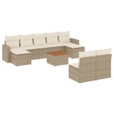 Cumpara ieftin Set canapele de gradina cu perne, 10 piese, bej, poliratan