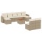 Set canapele de gradina cu perne, 10 piese, bej, poliratan