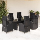 Cumpara ieftin Gossi set mobilier de gradina cu perne, 7 piese, negru, poliratan