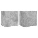 Cumpara ieftin Comode TV de perete, 2 buc. gri beton, 40,5x30x40 cm, lemn