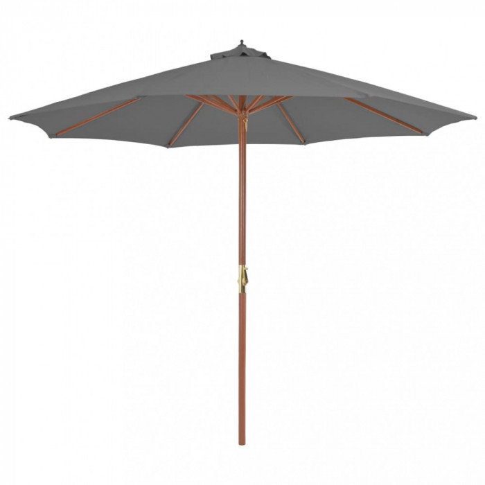 Umbrelă de soare de exterior, st&acirc;lp din lemn, 300 cm, antracit