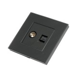 Priza TV + internet CAT5 RJ45 neagra cu rama din sticla 86x86mm