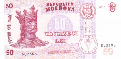 Bancnota Moldova 50 Lei 2015 - P24a UNC foto