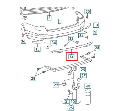 Spoiler bara spate Skoda Octavia 3 (5e), 01.2013-05.2017, Liftback, Spate, cu gaura pentru bara remorcare; cu gauri pentru senzori de parcare, Afterm foto