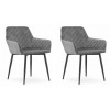 Set 2 scaune bucatarie/living, Artool, Nola, catifea, metal, gri si negru, 58x57x79 cm