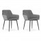 Set 2 scaune bucatarie/living, Artool, Nola, catifea, metal, gri si negru, 58x57x79 cm