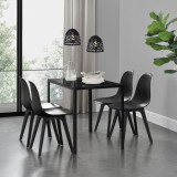 [en.casa] Set Xenia masa cu 4 scaune design, masa 105 x 60 cm, scaun 83 x 54 cm, sticla/metal/plastic, negru HausGarden Leisure