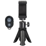 Kit suport smartphone cu mini trepied ABS si cap rotativ 360 , suport telefon reglabil 5.5, 8 cm si telecomanda bluetooth universala, montura 1 4 inch
