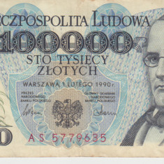 M1 - Bancnota foarte veche - Polonia - 100000 zloti - 1990