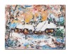 Tablou peisaj de iarna pictat manual, 40x30cm acril pe panza in cutit efect 3D Kenny Varniote