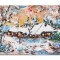 Tablou peisaj de iarna pictat manual, 40x30cm acril pe panza in cutit efect 3D Kenny Varniote