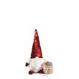 Figurina Mos Craciun textil multicolor cu led 28x13x41 H