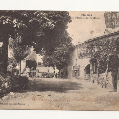 FV1 -Carte Postala -FRANTA- Prades, La Place et la Fontaine, circulata 1915