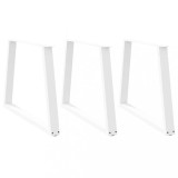 VidaXL Picioare de masă &icirc;n formă de V, 3 buc., alb, 100 x (72-73,3) cm, oțel