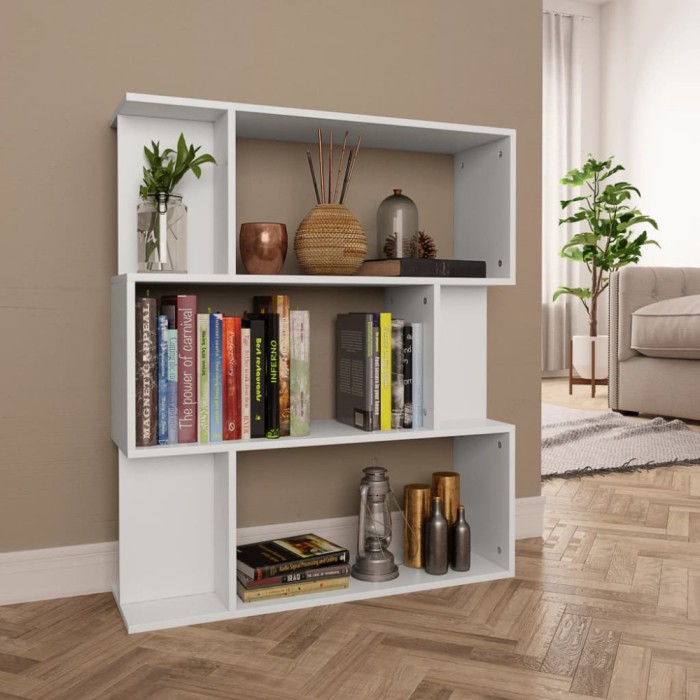 vidaXL Bibliotecă/Separator cameră, alb, 80x24x96 cm, lemn prelucrat