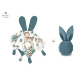 Cumpara ieftin Set jucarie de plus, MimiNu, Cu urechi si labute + Jucarie zornaitoare Mini Bunny, Materiale certificat Oeko Tex Standard 100, Sweet Deer Mint/Nepal G