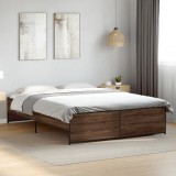 VidaXL Cadru de pat, stejar maro, 160x200 cm, lemn prelucrat și metal 3279881