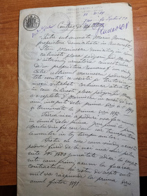contract de arendare - din septembrie 1890 - timbru sec,timbru fix foto