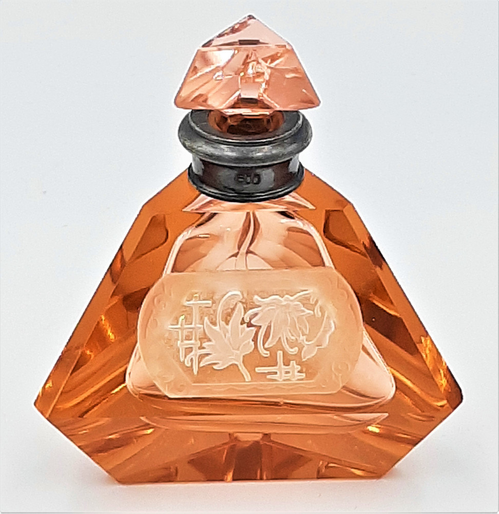 Superba sticla parfum de cristal si argint solid 0.800, de colectie- Franta  | Okazii.ro