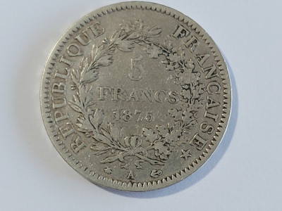 Moneda argint 5 franci 1875 A Franta(18000) foto