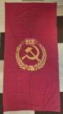 steag pentru defilare din panza - partidul comunist roman - dimensiuni 150 / 80 cm - din anii &#039;60 - initial a fost cu partidul muncitoresc roman
