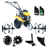 ProGARDEN Pachet Campo 703 Motocultor 7CP+ Plug simplu + Plug bilonat/rarita + 2 roti metalice 350x6 + 2L Ulei ProAdvanced PowerfulTools