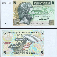 TUNISIA █ bancnota █ 5 Dinars █ 1993 █ P-86 █ UNC █ necirculata