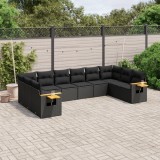 Cumpara ieftin Set canapele de grădină cu perne, 10 piese, negru, poliratan